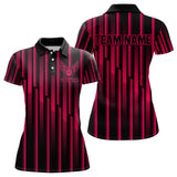Maxcorners Black And Pink Neon Light Pattern Bowling Polo Shirt For Women Custom Team Bowling Jersey