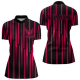 Maxcorners Black And Pink Neon Light Pattern Bowling Polo Shirt For Women Custom Team Bowling Jersey