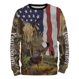 Maxcorners Custom Name Deer Hunting Camo American Flag Patriotic 3D All Over Printed Clothes
