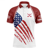 Maxcorners Red, White and Blue American Flag Men golf polo shirts custom patriotic golf outfits men, golfer gifts