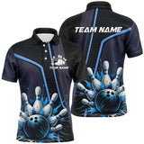 Maxcorners Personalized Bowling shirt for Men Custom Team's Name Bowling League Jersey, Gift For Bowlers | Blue