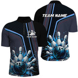 Maxcorners Personalized Bowling shirt for Men Custom Team's Name Bowling League Jersey, Gift For Bowlers | Blue