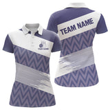 Maxcorners Purple And White Camo Bowling Polo, Quarter Zip Shirt For Women Custom Bowling Team Jersey Outfit