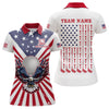 Maxcorners Red, White And Blue American Flag Eagle Womens Golf Polo Shirts Custom Patriotic Ladies Golf Top