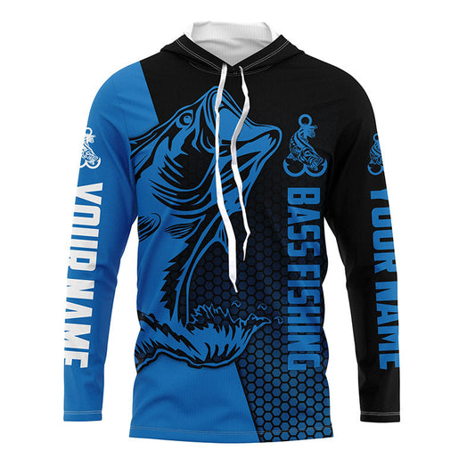Maxcorners Largemouth Bass fishing UV protection Custom Long sleeve Fishing shirts, Blue Bass tournament jerseys LM0201