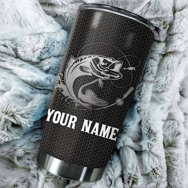 Maxcorners Largemouth bass fishing makes me happy Stainless Steel Fishing Tumbler Customize Name