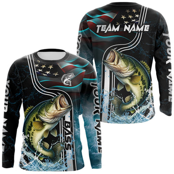 Maxcorners Largemouth Bass fishing US Flag customize performance Fishing shirts, patriotic Bass fishing jerseys LM0402