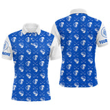 Maxcorners Blue and white golf pattern Mens Golf polo shirts custom name golf beer outfit men golf clothes