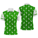 Maxcorners Green and white golf pattern Mens Golf polo shirts custom name golf beer outfit men golf