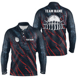 Maxcorners Blue And Red Bowling Camo Customized Name And Team Name 3D Shirt