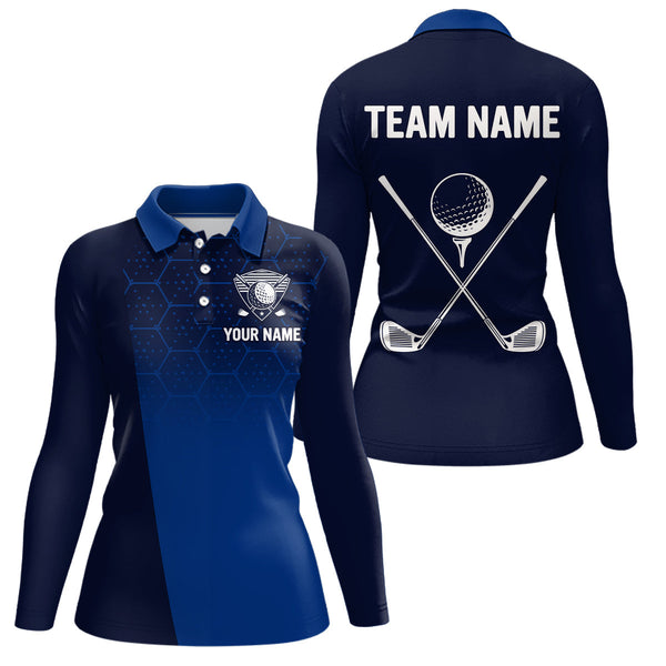 Maxcorners Blue Pattern Mens Golf polo shirts custom Team name golf outfit for men, unique golf gifts