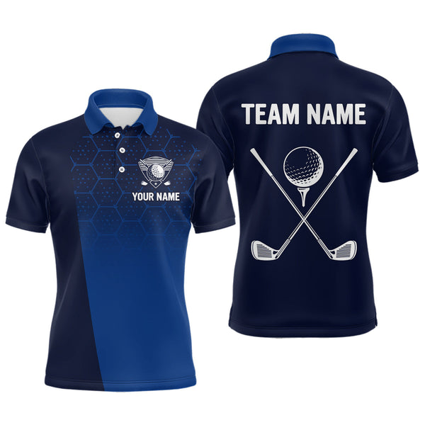 Maxcorners Blue Pattern Mens Golf polo shirts custom Team name golf outfit for men, unique golf gifts