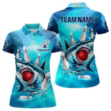 Maxcorners Blue Shark Bowling Jersey Customized Name, Team Name 3D Shirt