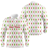 Maxcorners Golf Christmas Argyle Pattern Customized Name 3D Shirt