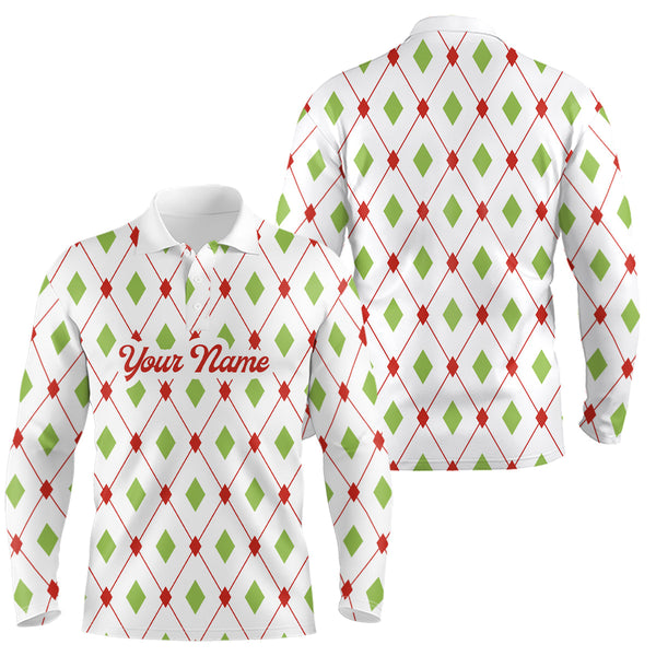 Maxcorners Golf Christmas Argyle Pattern Customized Name 3D Shirt