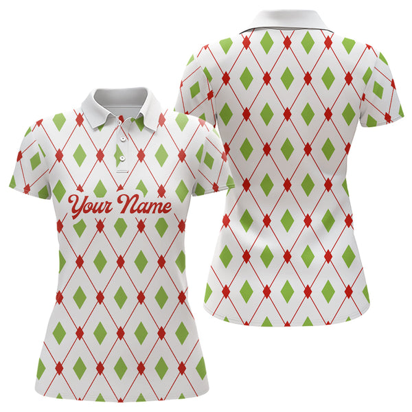 Maxcorners Golf Christmas Argyle Pattern Customized Name 3D Shirt