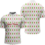 Maxcorners Golf Christmas Argyle Pattern Customized Name 3D Shirt