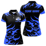 Maxcorners Black and Blue Flame Bowling shirts for Men Custom team bowling jerseys, mens bowling apparel LM1307