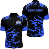 Maxcorners Black and Blue Flame Bowling shirts for Men Custom team bowling jerseys, mens bowling apparel LM1307
