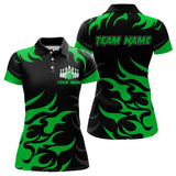 Maxcorners Black and Green Flame Bowling shirts for Men Custom team bowling jerseys, mens bowling apparel  LM1307