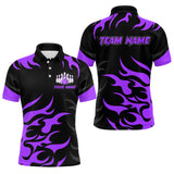Maxcorners Black and Purple Flame Bowling shirts for Men Custom team bowling jerseys, mens bowling apparel LM1307