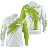 Maxcorners Green and White golf ball pattern Mens golf polo shirts custom team name mens golf clothes