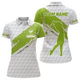Maxcorners Green and White golf ball pattern Mens golf polo shirts custom team name mens golf clothes