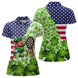 Maxcorners American Flag St Patrick Day Shamrock Pattern Custom St Patrick Team Darts Shirts For Men
