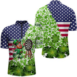 Maxcorners American Flag St Patrick Day Shamrock Pattern Custom St Patrick Team Darts Shirts For Men