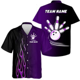 MaxCorners Bowling And Pins Gradient Purple League Jerseys Customized Name, Team Name 3D Hawaiian Shirt