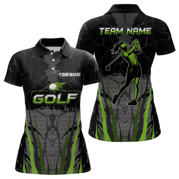 Maxcorners Black Camo Mens golf polo shirts custom golf attire for mens, golfing gifts | GreenMT0306