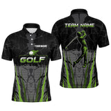 Maxcorners Black Camo Mens golf polo shirts custom golf attire for mens, golfing gifts | GreenMT0306