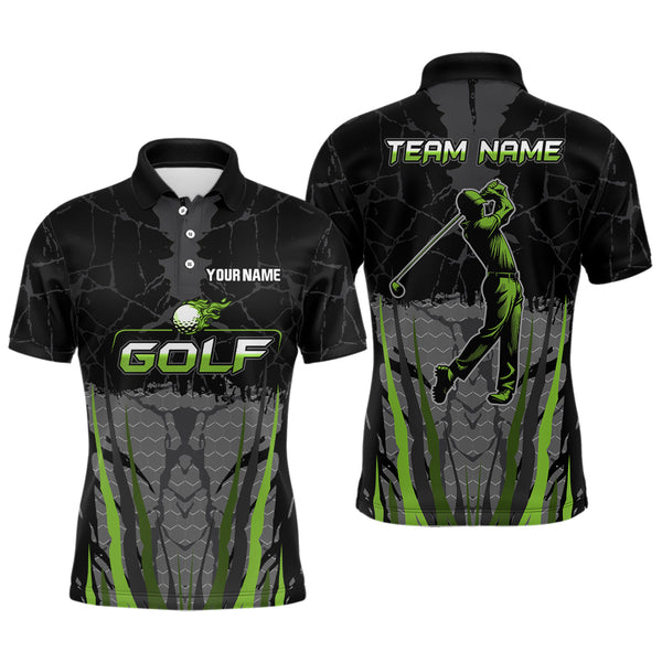 Maxcorners Black Camo Mens golf polo shirts custom golf attire for mens, golfing gifts | GreenMT0306