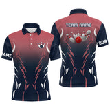 Maxcorners Navy And Red Retro Bowling Team Customized Name And Team Name 3D Shirt