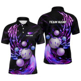 Maxcorners Purple Flame Golf ball Black Men golf polo shirt custom golf tops for men personalized golf gifts