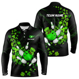 Maxcorners Green Shamrock Lucky Bowling Shirts For Men Custom St Patrick Day Bowling Team Uniform Bowlers Outfits
