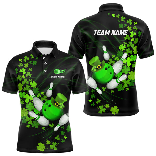 Maxcorners Green Shamrock Lucky Bowling Shirts For Men Custom St Patrick Day Bowling Team Uniform Bowlers Outfits
