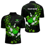 Maxcorners Green Shamrock Lucky Bowling Shirts For Men Custom St Patrick Day Bowling Team Uniform Bowlers Outfits