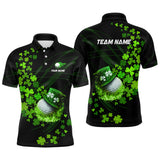 Maxcorners Green Shamrock Lucky Mens Golf Polo Shirts Custom St Patrick Day Clover Golf Team Jerseys