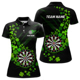Maxcorners Green Shamrock Lucky Darts Polo, Quarter-Zip Shirts For Men Custom St Patrick Day Dart Team Jerseys Nqs9458