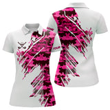 Maxcorners Personalized Mens golf polo shirts custom white and pink camo mens golf apparel, golfing gifts LM2707