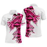 Maxcorners Personalized Mens golf polo shirts custom white and pink camo mens golf apparel, golfing gifts LM2707