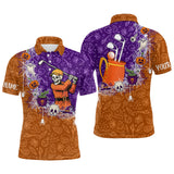 Maxcorners Halloween Skull Playing Golf Mens Golf Polo Shirt Custom Halloween golf outfit For Men Golf Gifts LM2707