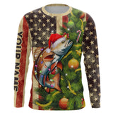 Maxcorners Personalized Christmas Redfish fishing American flag patriotic Performance long sleeve Fishing Shirts MT2108