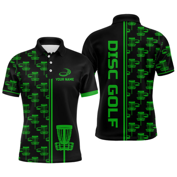 Maxcorners Mens golf polo shirts Black and Green gradient disc golf basket custom disc golf jerseys MT0510