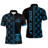 Maxcorners Mens golf polo shirts Black and Blue gradient disc golf basket custom disc golf jerseys MT0510