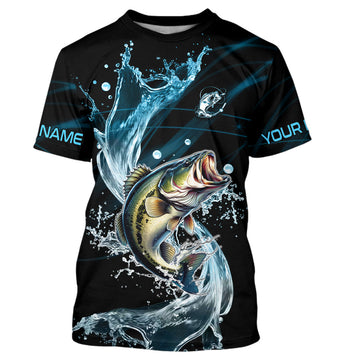 Maxcorners Largemouth Bass fishing blue water Custom performance long sleeve fishing shirts, Bass fishing jerseys MT2108