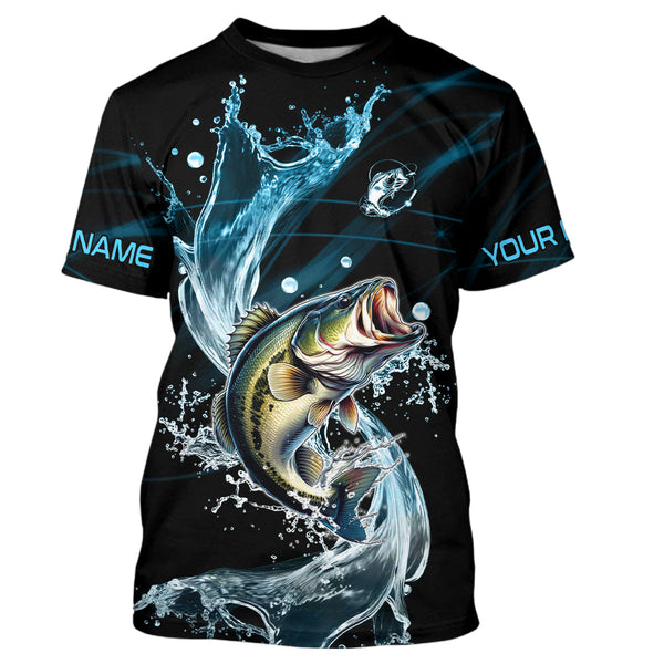 Maxcorners Largemouth Bass fishing blue water Custom performance long sleeve fishing shirts, Bass fishing jerseys MT2108