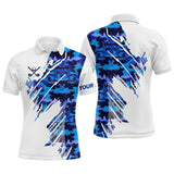 Maxcorners Personalized Mens golf polo shirts custom white and blue camo mens golf apparel, golfing gifts LM1506
