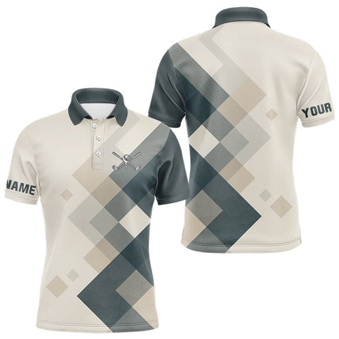 Maxcorners Vintage Pastel Argyle Pattern Golf Polo Shirt For Men Custom retro mens golf outfit LM0607